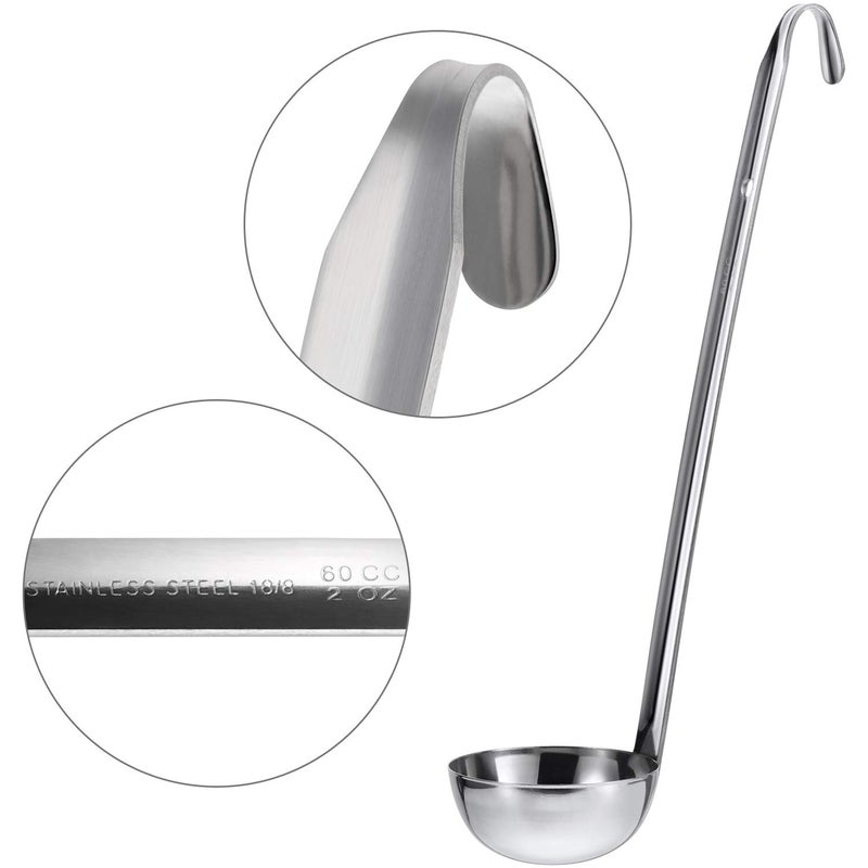 meekoo 3 Pieces Stainless Steel Ladle Soup Handle Ladle with Pouring Rim for Kitchen Cooking Soup Sauce(2 oz) - Image 3